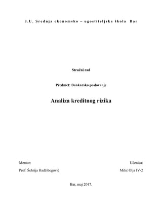 Analiza kreditnog rizika