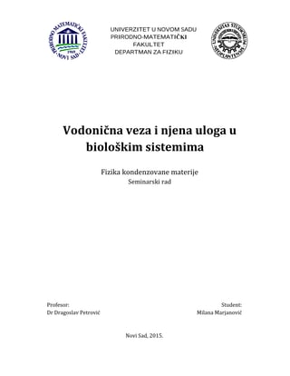 Vodonična veza i njena uloga u biološkim sistemima