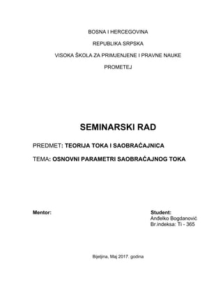 Osnovni parametri saobraćajnih tokova