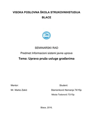 Uprava pruža usluge građanima