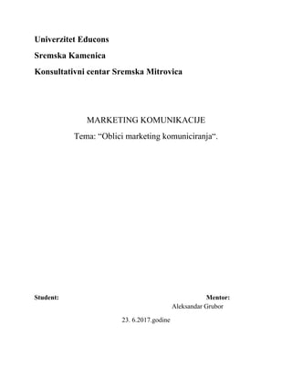 Oblici marketing komunikacije