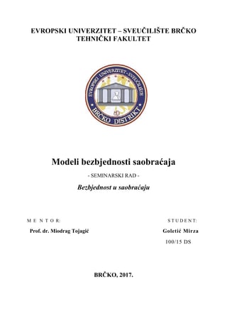 Modeli bezbednosti saobraćaja