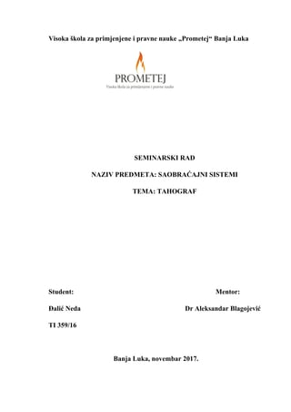 Tahograf: pojam, funkcija i podela