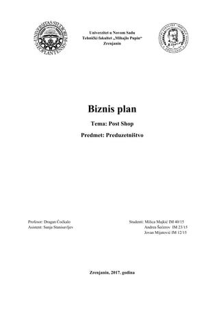 Biznis plan Post-shop