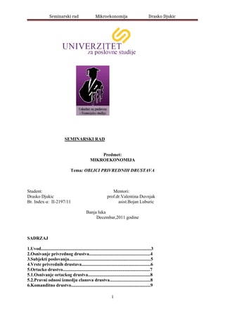 Oblici privrednih društava: analiza i karakteristike