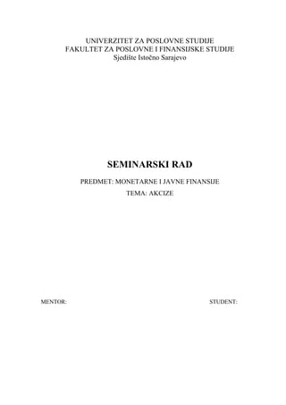 Akcize: seminarski rad