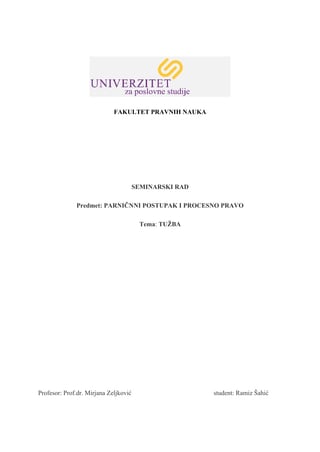 Tužba u parnično procesnom pravu