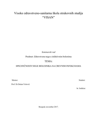 Specifičnosti nege bolesnika sa crevnim infekcijama