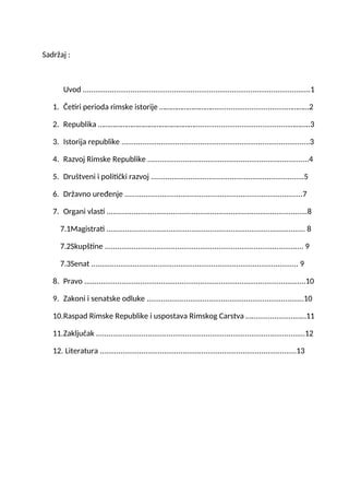 Period Republike u razvoju Rimske države