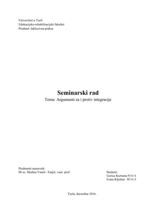 Argumenti “za i protiv” inkluzije