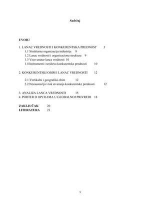 Porterov lanac vrednosti za sticanje konkurentskih prednosti