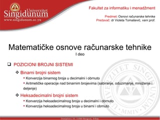 Matematičke osnove računarske tehnike