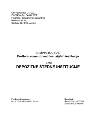 Depozitno štedne institucije
