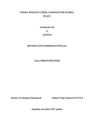 Proces revizije finansijskih izveštaja