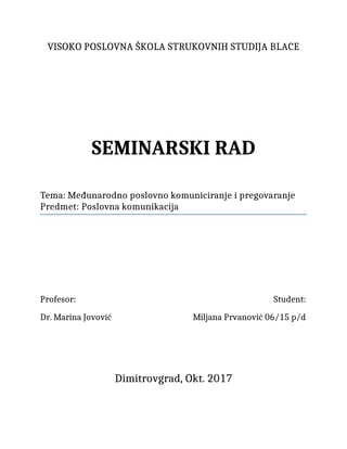 Međunarodno poslovno komuniciranje i pregovaranje