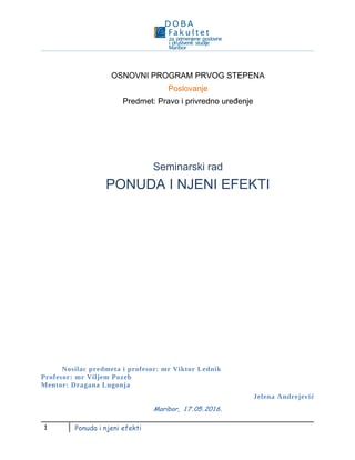 Ponuda i efekti ponude