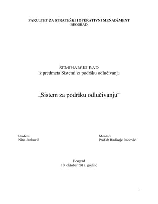 Sistem za podršku odlučivanju