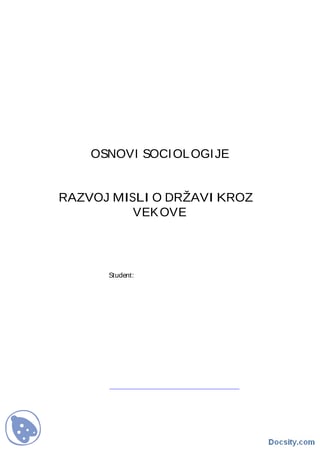 Razvoj misli države kroz vekove
