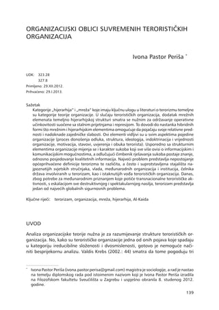 Organizacijiski oblici savremenih terorističkih organizacija