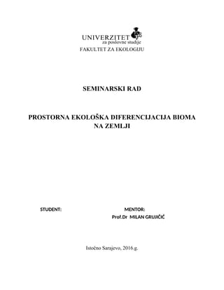 Prostorna ekološka diferencijacija bioma na zemlji