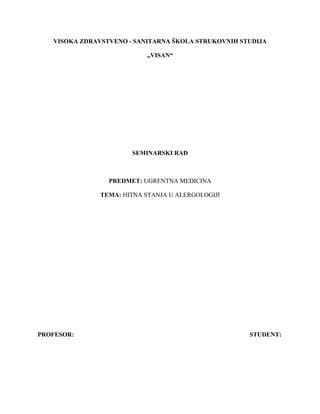 Hitna stanja u alergologiji