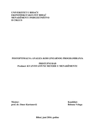 Postoptimalna analiza