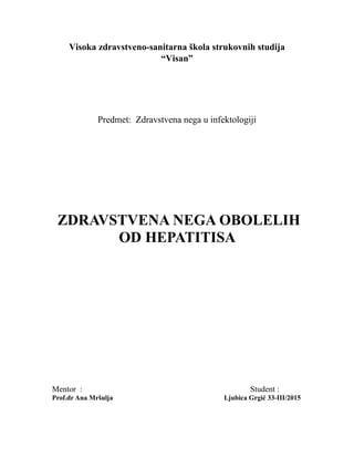 Nega obolelih od hepatitisa