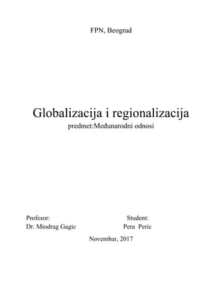 Globalizacija i regionalizacija