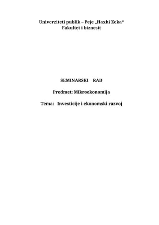 Investicije i ekonomski rast