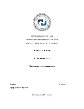 Maloletnička delikvencija