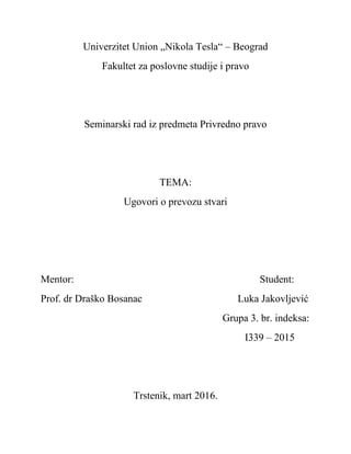 Ugovori o prevozu stvari