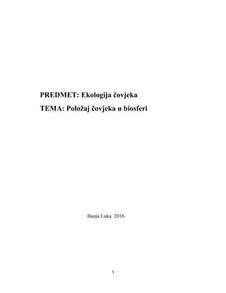 Položaj čoveka u biosferi