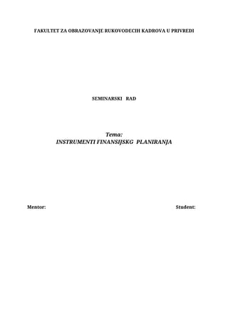 Instrumenti finansijskog planiranja