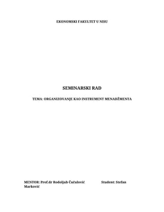 Organizovanje kao funkcija menadžmenta