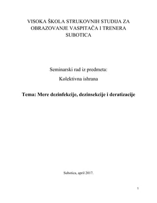 Mere dezinfekcije,dezinsekcije i deratizacije