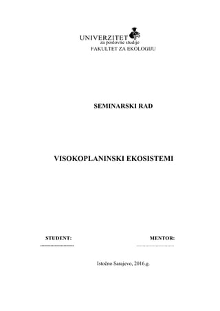 Visoko planinski ekosistemi