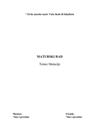 Mutacije: maturski rad