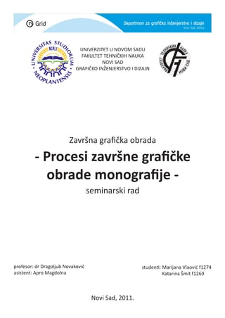 Procesi završne grafičke obrade monografije