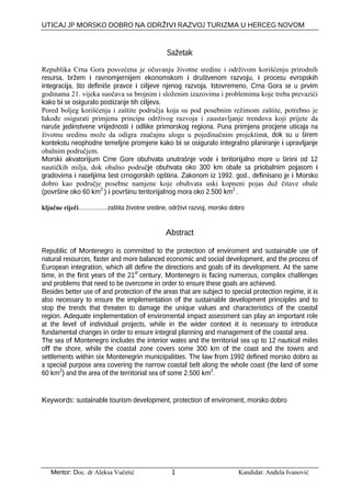 Održivi razvoj turizma