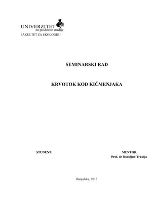 Krvotok kod kičmenjaka – Zoologija