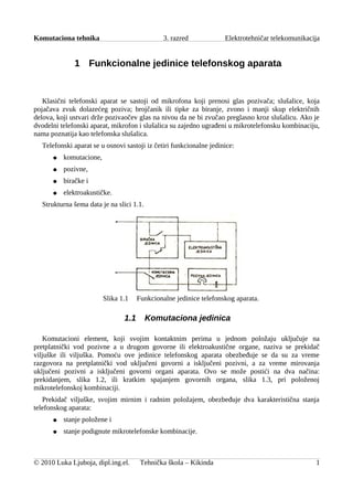 Funkcionalne jedinice telefonskog aparata
