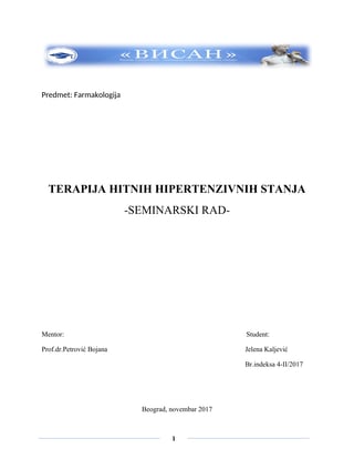 Terapija hitnih hipertenzivnih stanja