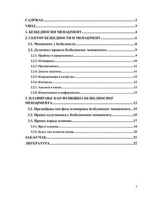 Planiranje kao funkcija bezbednosnog menadžmenta