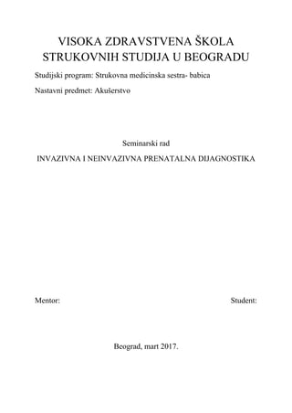 Invazivna i neinvazivna prenatalna dijagnostika