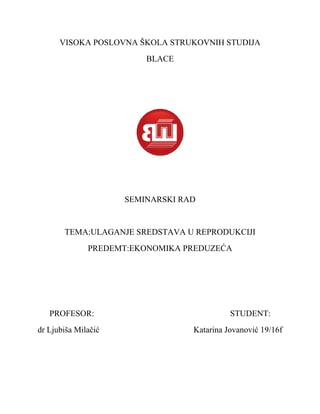 Ulaganja sredstava u reprodukciju