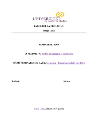 Struktura i dinamika životnih zajednica