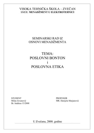 Poslovni bonton i etika