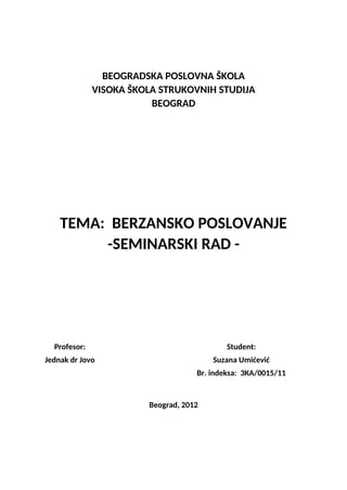 Berzansko poslovanje