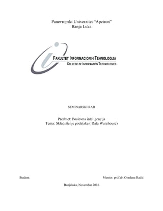 Skladištenje podataka – Data Warehouse