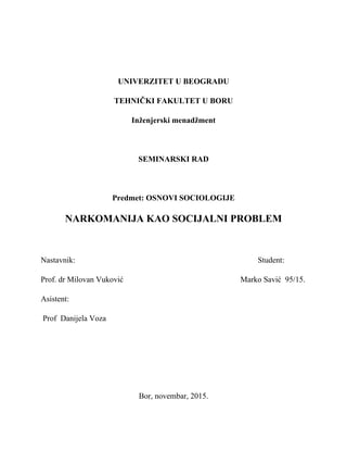 Narkomanija kao socijali problem